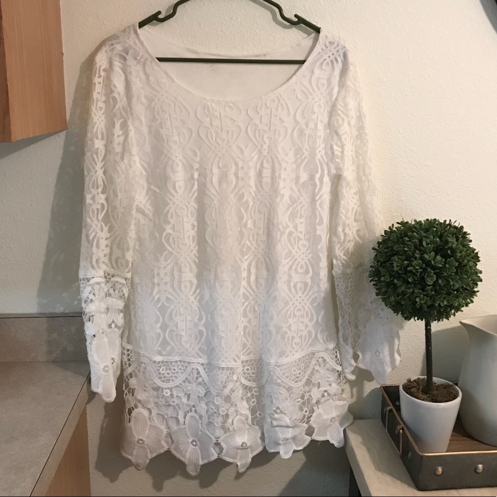 NWOT white lace tunic
